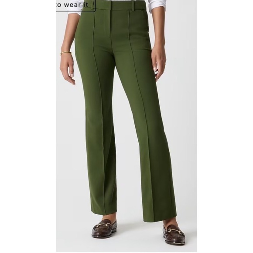 J. Crew Colorblock Stitch Flare Pants‎ Olive Green size 8 Petite New With Tags